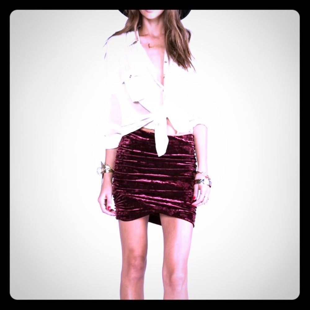 Free people crushed velvet stretchy mini skirt